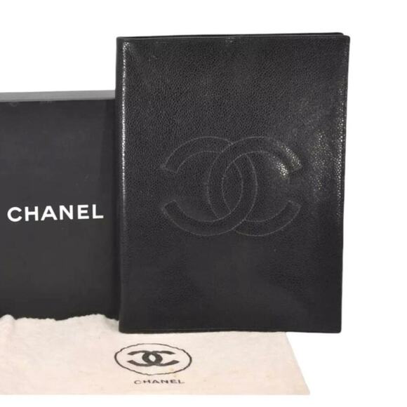 CHANEL Vintage Caviar Leather Black Diary Notebook Tablet Cover CC Stitch Motif. - Picture 14 of 14